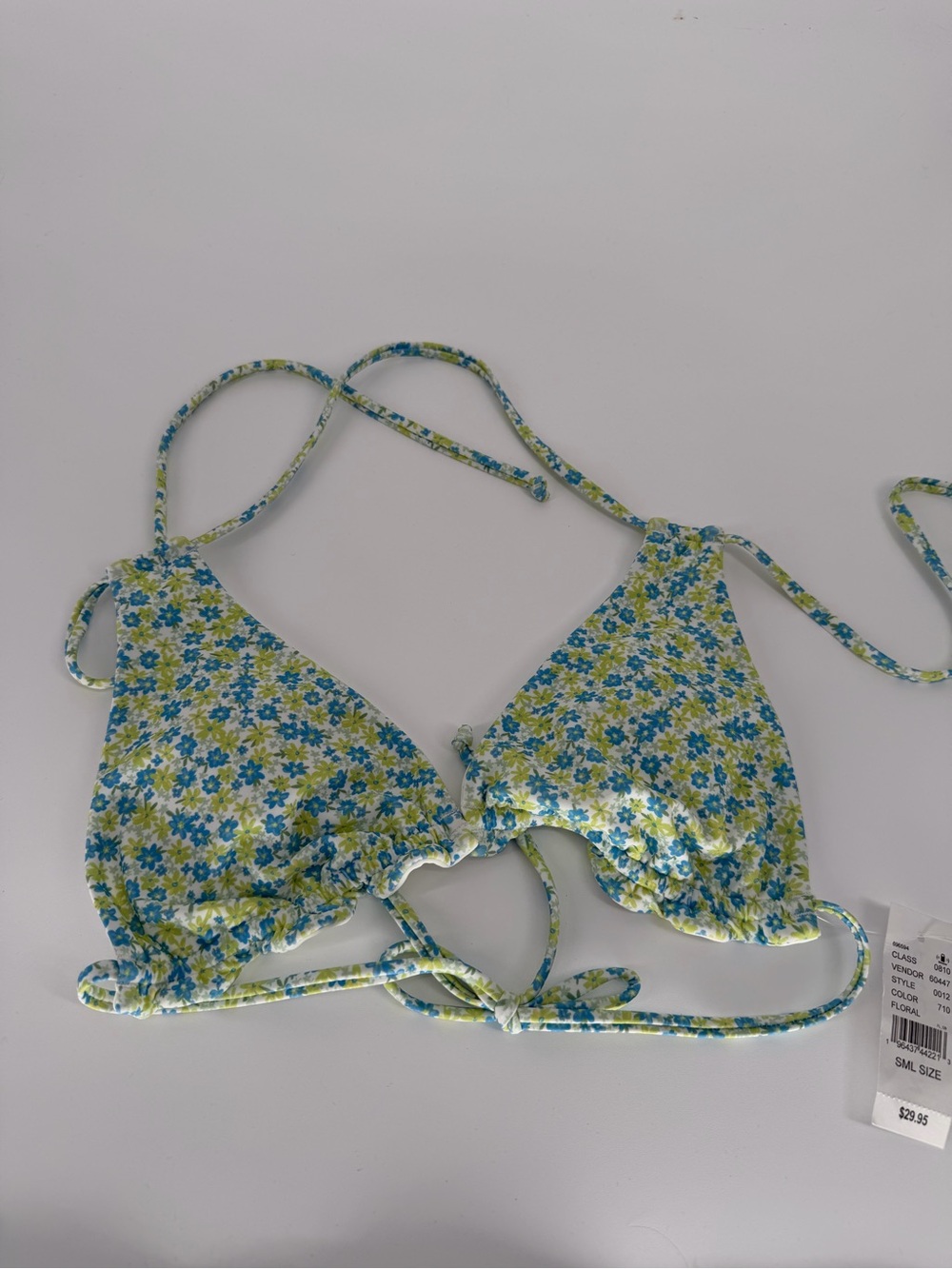 PacSun Floral Triangle Bikini Top - Blue & Green